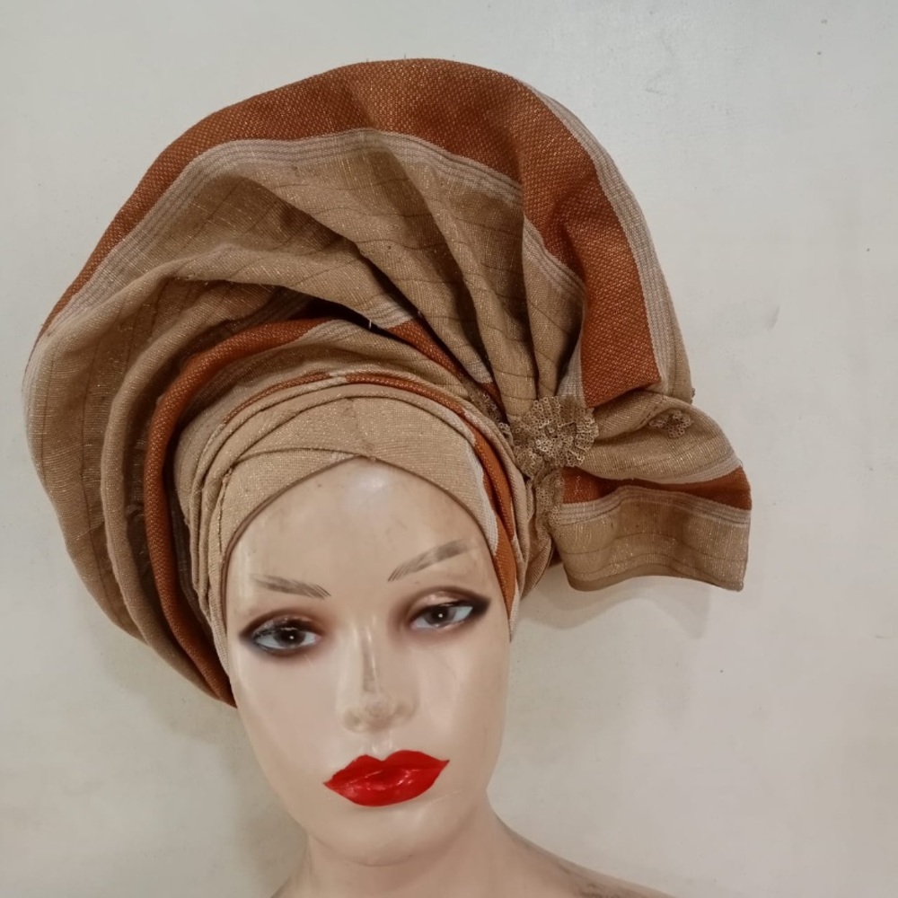 Neutral Beige & Rust Headwrap Gele

GEL6 0326